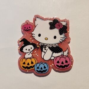Acrylic Flatback Kitty Halloween‎ Badge Clip Xmas Keychain Bag Clip Pumpkin